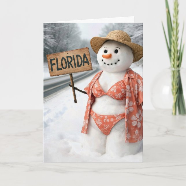 Carte Dame de neige d'anniversaire faisant de l'auto-sto (Devant)