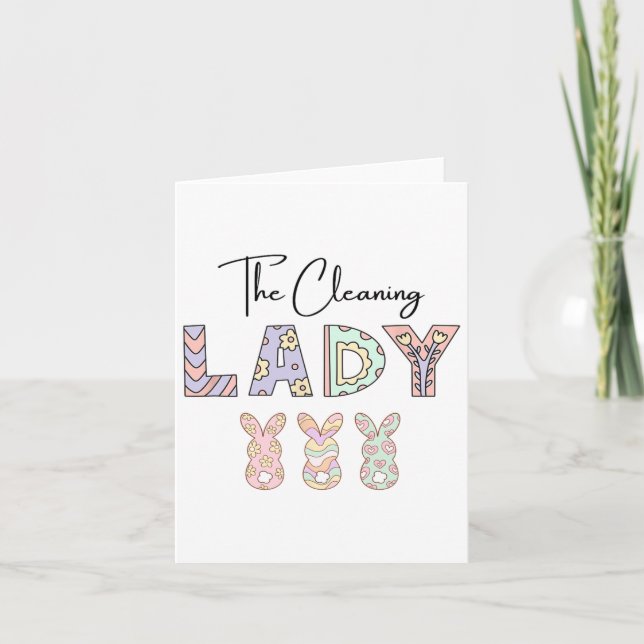 Carte Dame de nettoyage mignonne - Pâques (Devant)