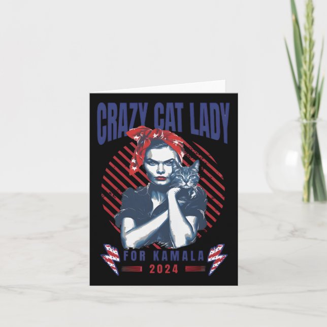 Carte Dame Du Chat Fou Pour Kamala 2024 (Devant)