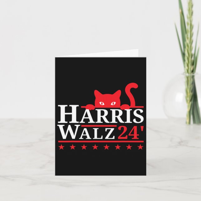 Carte Dame Du Chat Pour Kamala Harris Tim Walz Vp 2024 (Devant)