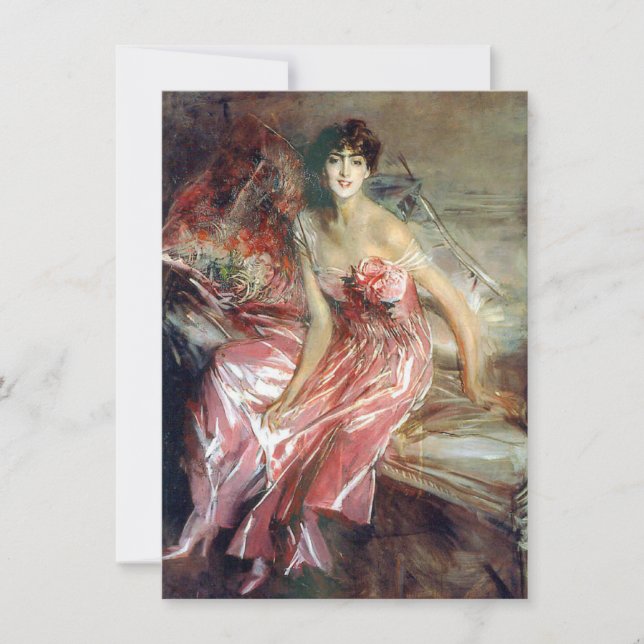 Carte Dame en robe rose (par Giovanni Boldini) (Devant)