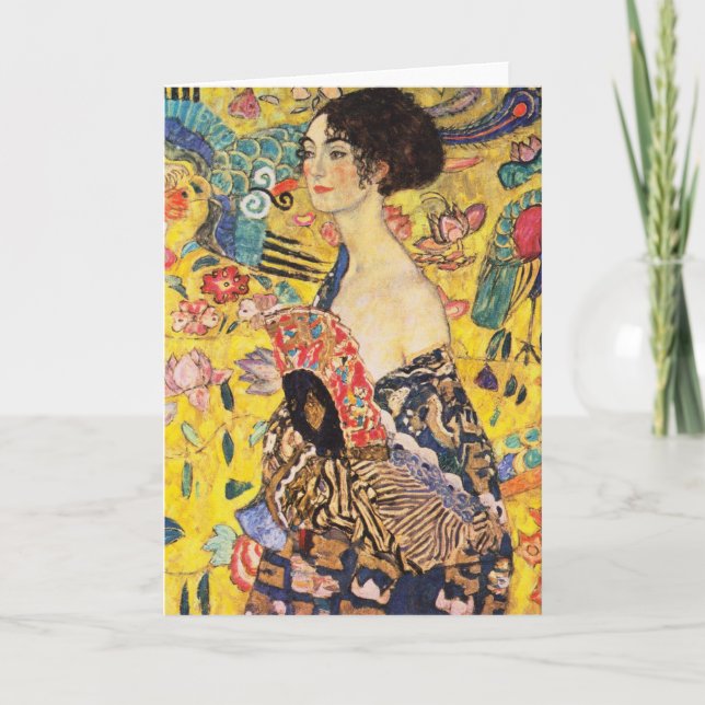 Carte Dame Gustav Klimt Avec Ventilateur (Devant)