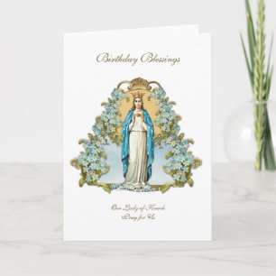 Carte Dame Irlanda de Knock Vierge Marie Floral Bleu