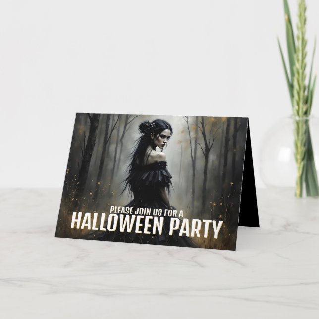Carte Dame Mystique dans une forêt sombre d'Halloween -  (Devant)