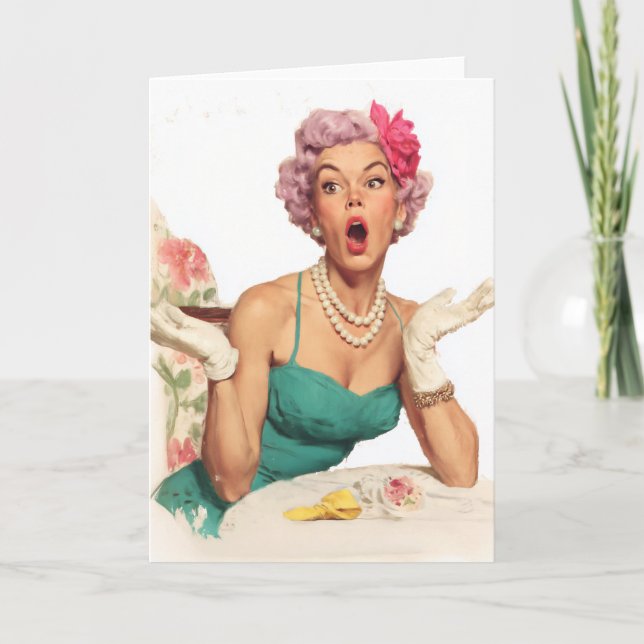 Carte Dame Surprise Glamour Rétro (Devant)