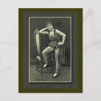 Carte Dame tatouée vintage ou carte postale