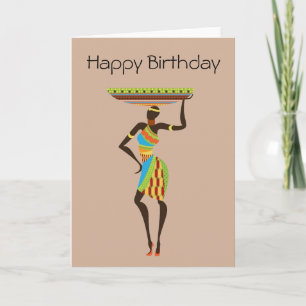 Carte Dame tribale africaine avec anniversaire tribal en