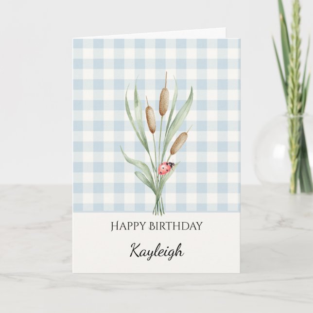Carte Damebugue Rayures Vichy Anniversaire Massettes (Devant)