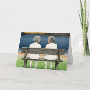 Carte Dames âgées discutant sur un banc le jour de leur 