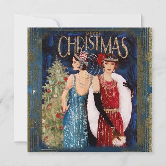 Carte Dames art de Noël des années 1930 (Devant)