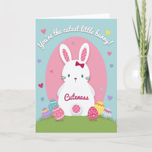 Carte d'amie Lapin Mignon à pois (Devant)