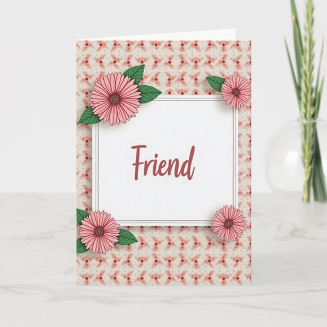 Carte d'amie Rose Script (Devant)