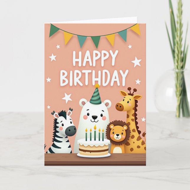 Carte d'amis animaux fantaisistes (Devant)