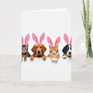 Carte d'amitié avec des animaux mignons qui regard