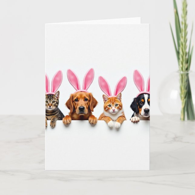 Carte d'amitié avec des animaux mignons qui regard (Devant)
