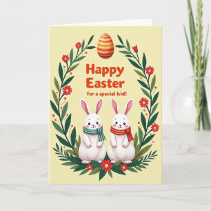 Carte d'amitié de lapin de Pâques en or faux