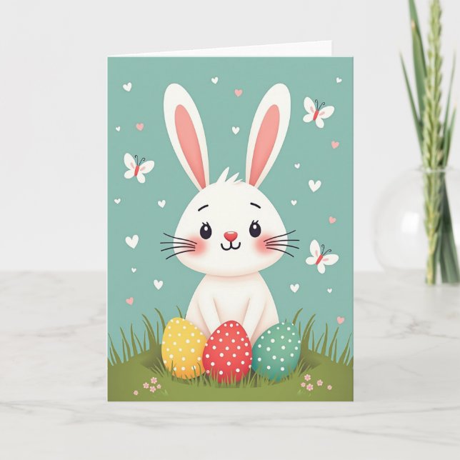 Carte d'amitié de lapin de printemps mignon (Devant)