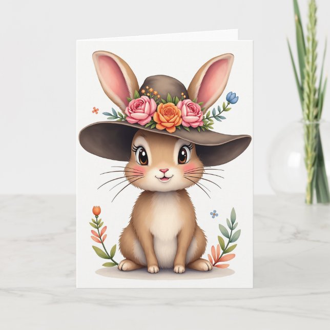 Carte d'amitié de lapin printanière (Devant)