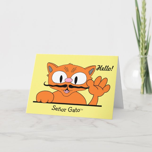 Carte d'amitié drôle Meow's It Goin'? Chat de dess (Devant)