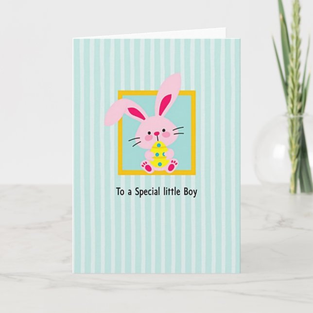 Carte d'amitié surprise lapin rose (Devant)