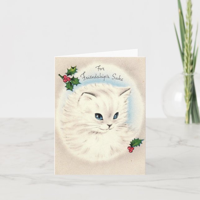 Carte d'amitié Vintage Christmas Kitten (Devant)