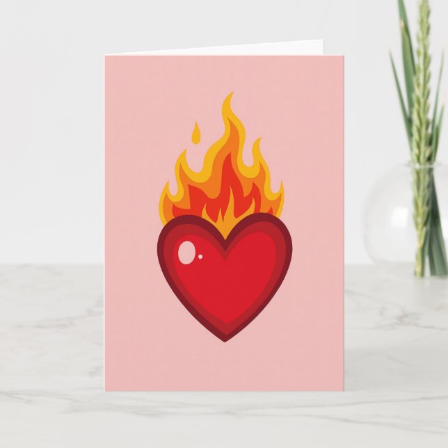 Carte d'amour à cœur ardent (Devant)