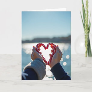 Carte d'amour à coeur de canne à sucre