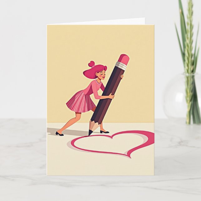 Carte d'amour à cœur dessiné à la main (Devant)