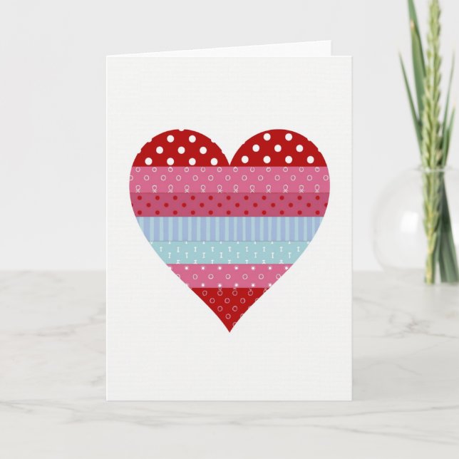 Carte d'amour à cœur patchwork (Devant)