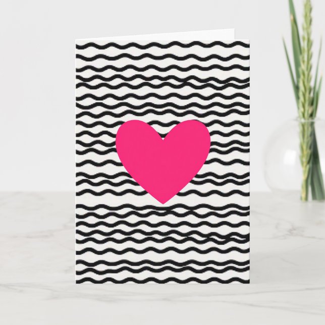 Carte d'amour à coeur rose (Devant)