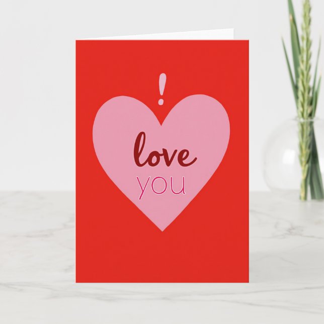 Carte d'amour à cœur rose (Devant)