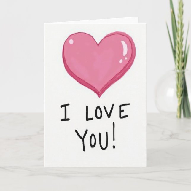 Carte d'amour à coeur rose brillant (Devant)