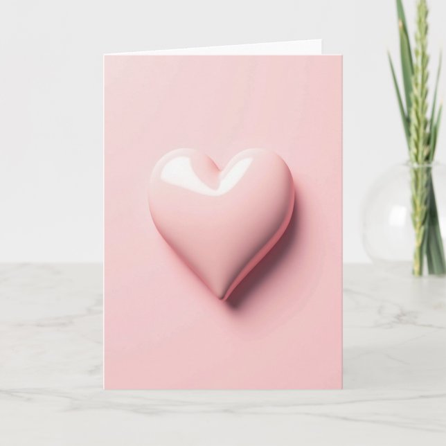 Carte d'amour à cœur rose simple (Devant)