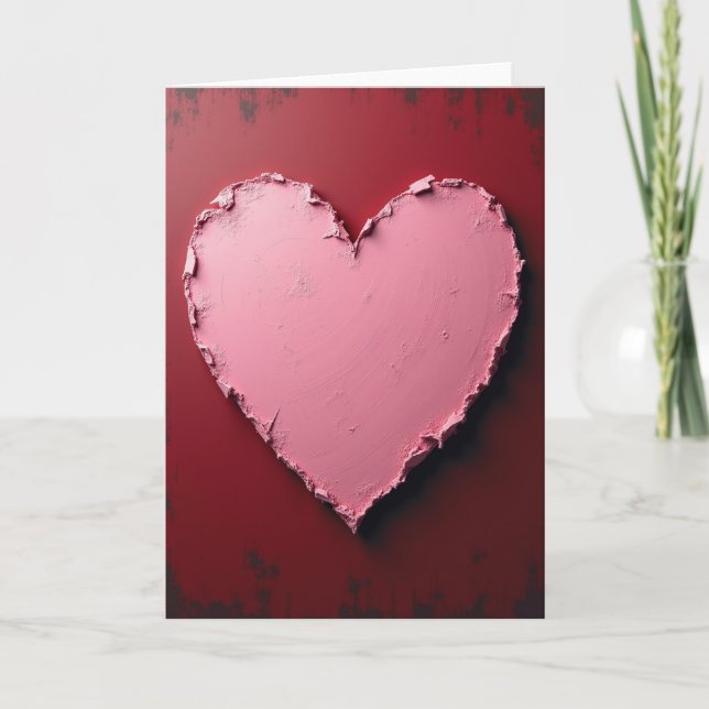 Carte d'amour à coeur rose texturé (Devant)