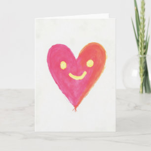 Carte d'amour à cœur souriant