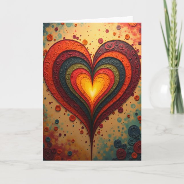 Carte d'amour à cœur superposé simple (Devant)