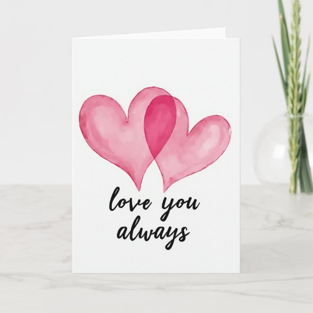 Carte d'amour à coeurs aquarelle (Devant)