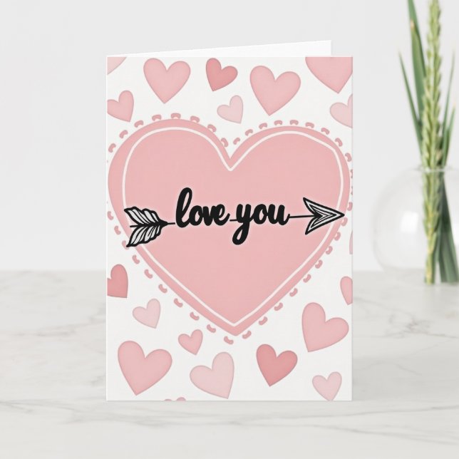 Carte d'amour à coeurs dispersés (Devant)