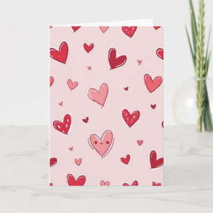 Carte d'amour à coeurs roses doux