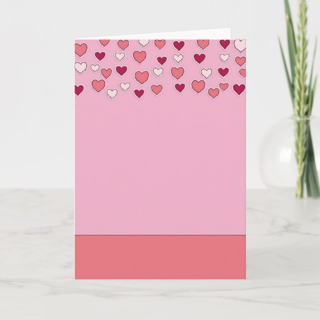 Carte d'amour à coeurs roses tombants (Devant)