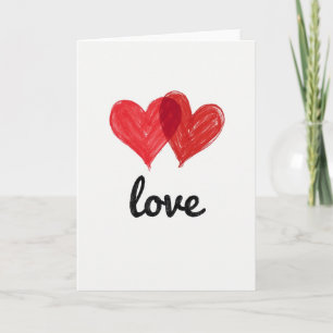 Carte d'amour à coeurs rouges simples