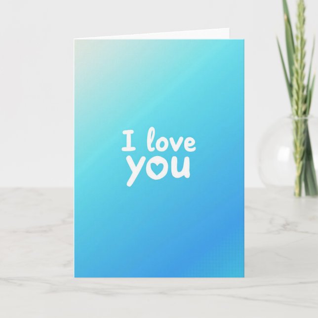 Carte d'amour à dégradé bleu minimaliste (Devant)