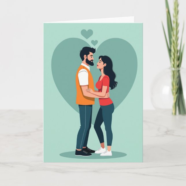 Carte d'amour à deux cœurs (Devant)