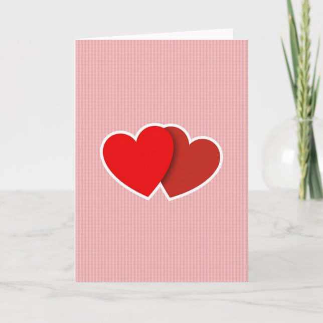 Carte d'amour à deux cœurs qui s'embrassent (Devant)