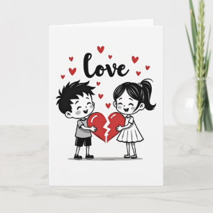 Carte d'amour à Finition Mate Cœurs Rouges