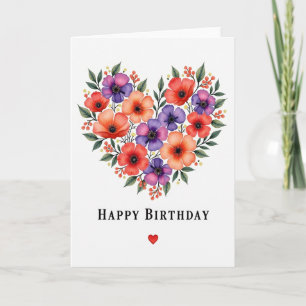 Carte d'amour à fleurs rayées