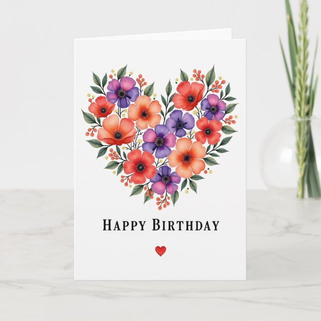 Carte d'amour à fleurs rayées (Devant)