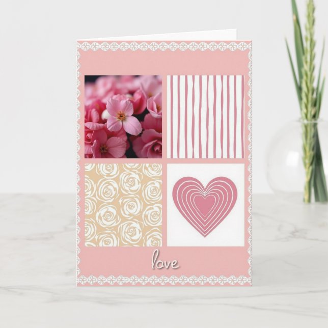 Carte d'amour à fond rayé (Devant)