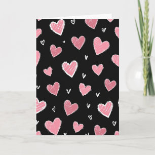 Carte d'amour à gribouillis rose