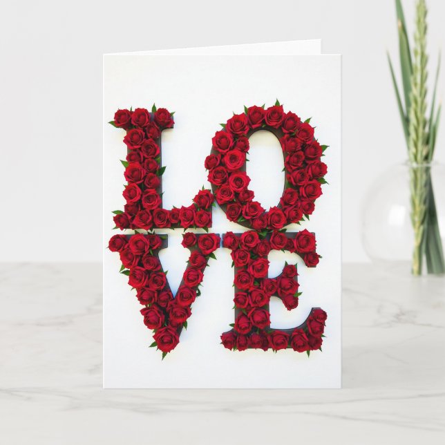 Carte d'amour à la rose rouge simple (Devant)